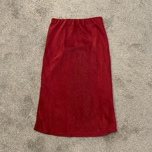 Silk red/maroon midi skirt